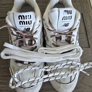 Miu Miu x New Balance White Leather Sneakers